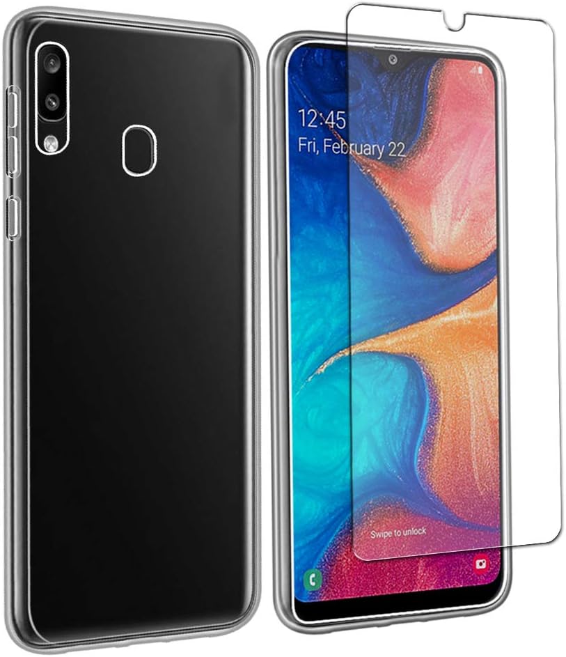 SDTEK Case for Samsung Galaxy A20e Full Body Front and Back 360 Protection Clear Gel Cover with Tempered Glass Screen Protector