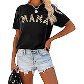 Womens Madre Leopard Print T-Shirts Short Sleeve Mama Shirts Cheetah Mom Graphic Tees Tops