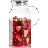CMLKLZD 1 Gallon Glass Pitcher with Lid and Handle, Glass Water Carafe for Hot/Cold Water, Large Jug for Iced Tea, Coffee, Juice and Homemade Beverage
