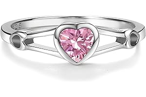 Precious Pieces Sterling Silver Simulated CZ Birthstone Heart Ring for Baby, Girl or Pinky