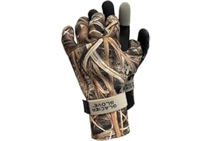 Glacier Glove Pro Waterfowler Durable Waterproof Multifunctional Outdoor Fleece-Lined Neoprene Gloves w/Pre-Curved Fingers