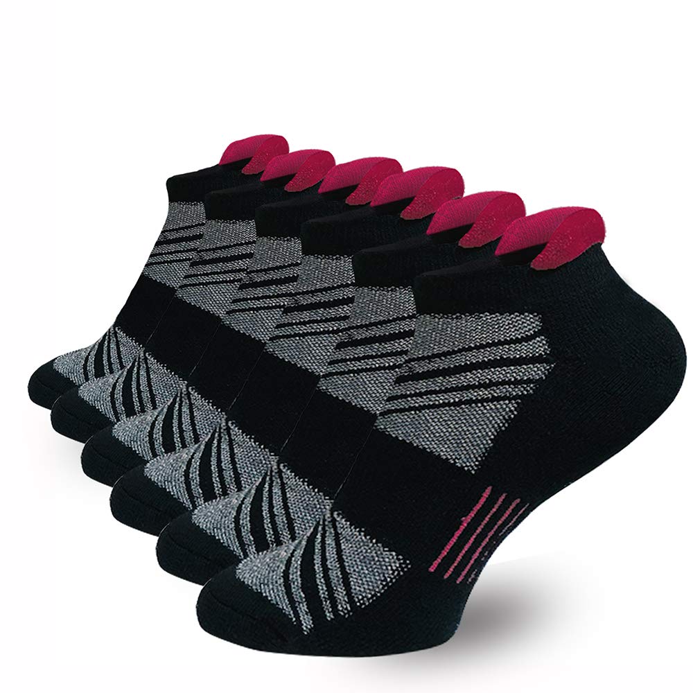 Mens Performance No Show Athletic Socks Running Sports Comfort Cushioned Tab Socks（6 Pairs）