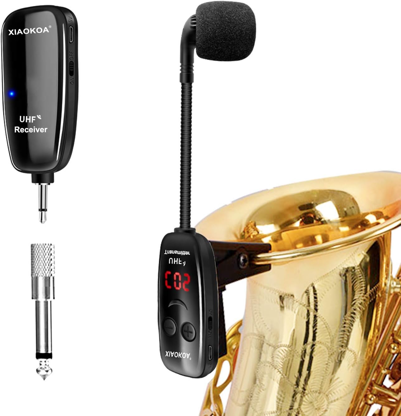XIAOKOA UHF Wireless Instruments Microphone,Saxophone Microphone,Wireless Receiver and Transmitter,160ft Range,Plug and Play,Great for Trumpets, Clarinet, Cello: Home Audio & Theater