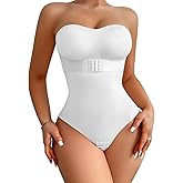 USEASY Shapewear Bodysuit Tummy Control Strapless Bra Shapewear for Women Strapless Faja Body Shaper Thong Light Shapewear
