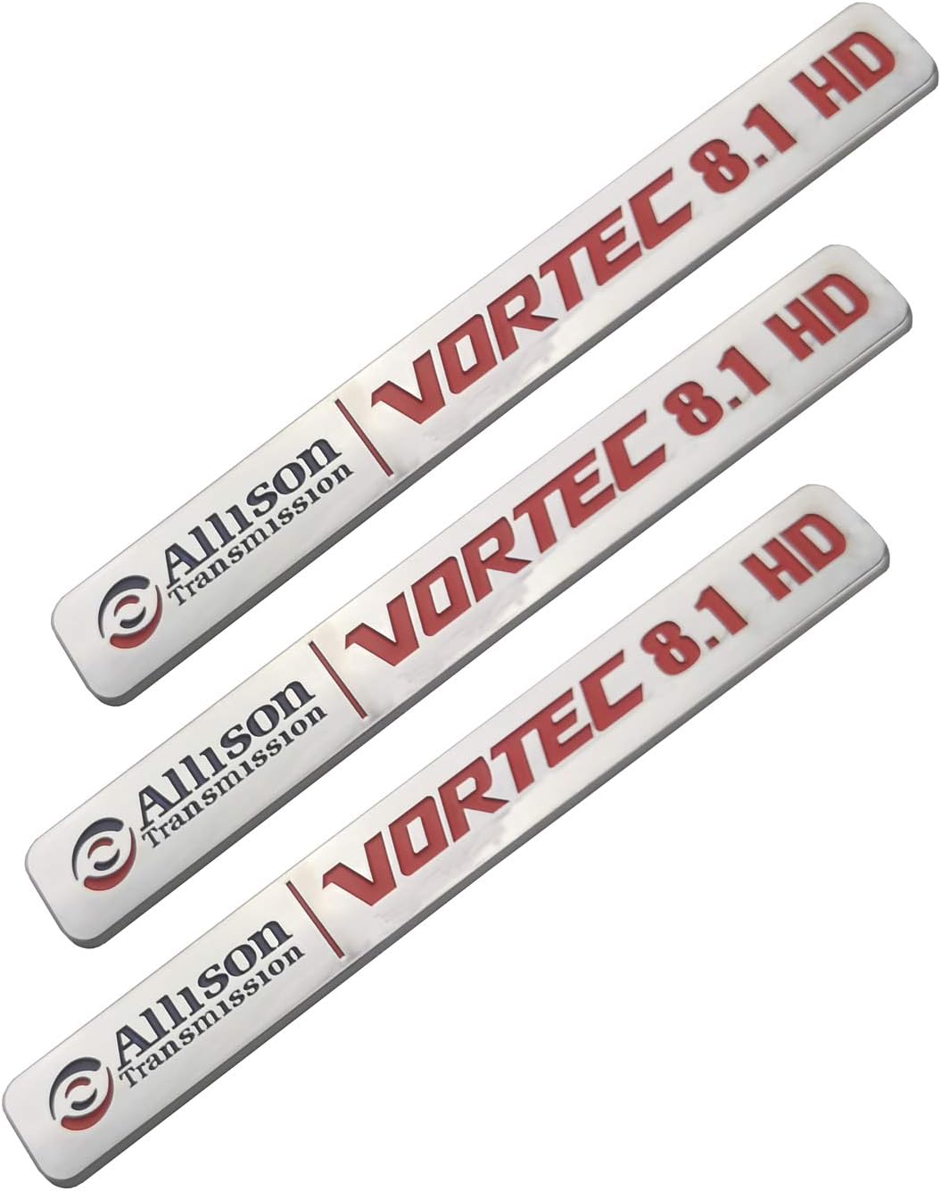 3Pcs Allison Transmission 8.1 Hd 8.1L Vortec Emblems 3D Stickers decals Badges Compatible for 2500Hd 3500Hd Gmc Silverado Sierra Truck Chrome Red