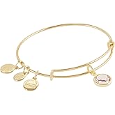 Alex and Ani Birthstones Expandable Bangle for Women, Crystal Charm for Every Month, Shiny Finish, 2 to 3.5 in