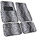 BDK Carpeted 4 Piece Mat Leopard Animal Print Auto Car Vehicle Universal Fit (White/Gray)