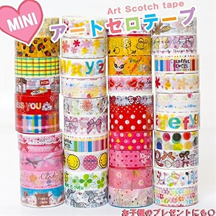 Amazon とってもかわいい カラフル ミニ セロテープ 10コセット イラスト アート テープ ハート 動物 ライン ポップ アート プレゼント や 手紙 クラフト アレンジに 文房具 オフィス用品 文房具 オフィス用品