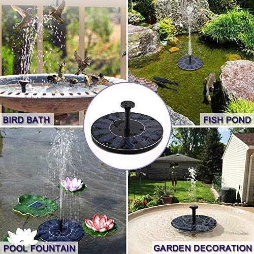 MEYUEWAL Solar Springbrunnen,1.5W Solar Teichpumpe mit Solar Panel Eingebaute Batterie Wasserpumpe Solar Schwimmender Fontäne Pumpe mit 4 Fontänenstile für Garten, Vogel-Bad,Teich,Fisch-Behälter