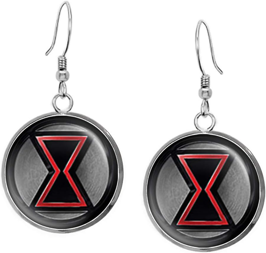 Wearable TreasuresBlack Widow Earrings, Superhero Pendant, Comics Earrings, Superhero League Necklace