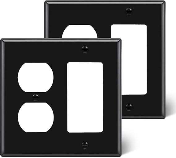 [2 Pack] BESTTEN 2Gang Combination Wall Plate, 1Duplex/1Decor