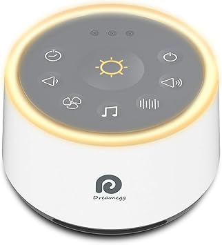 Dreamegg D1 Sound Machine - White Noise Machine with Baby Night Light for Sleeping, High Fidelity Sounds, Timer & Memory Feature, Sound Machine for Baby Adults, Home, Office, Travel (White)
