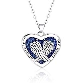 MeiceM Heart Crystal Urn Necklace for Ashes A Piece Of My Heart Lives In Heaven Cremation Jewelry Angel Wings Memorial Keepsake Pendant