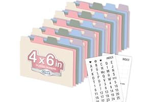 Chell 4x6 Plastic Index Card Dividers, Morandi Colors, Heavyweight Poly Index Card Guides A-Z, with Alphabetical/Blank Sticke