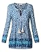 BAISHENGGT Women's Neck Tie Floral Print Ethnic Style Tunic Top