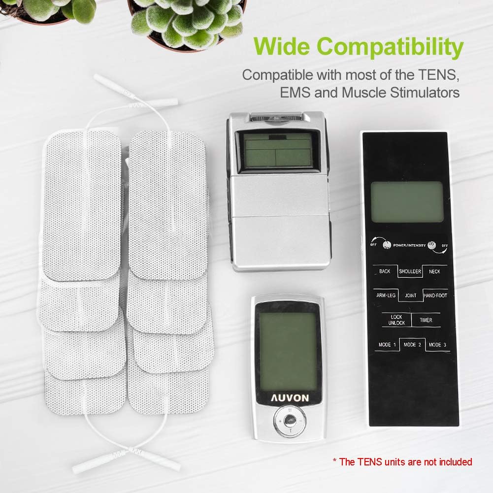 AUVON TENS Unit Pads 2X4 8 Pcs, 3rd Gen Latex-Free Rectangular Replacement Pads Electrode Patches with Upgraded Self-Stick Performance for Electrotherapy: Health & Personal Care