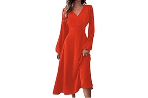 NDVYXX Valentines Day Dress Women Long Sleeve Crew Neck High Waisted Maxi Dress Slim Fit Printed Boho Prom Dresses
