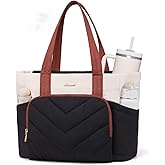LOVEVOOK Puffer Tote Bag for Women, V-Quilted Puffy Teacher Tote Nurse Bag, Large Shoulder Laptop Purse for Work Travel Gym