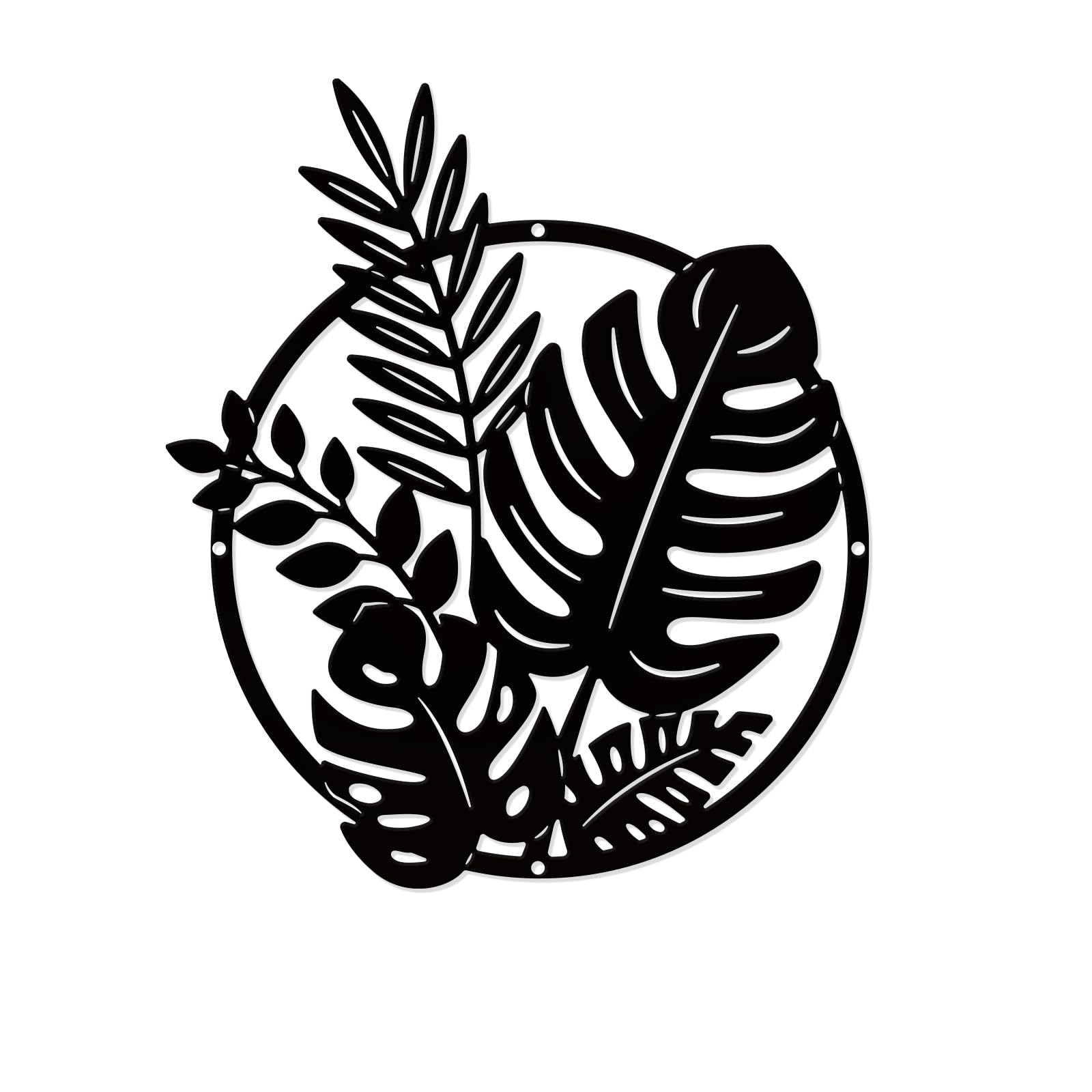 NBEADS Jungle Leaf Metal Wall Art Decor, Matte Style Wall Hanging Decor Silhouette Wall Art for Living Room Bedroom Wall Festival Decoration Gift, 25×28.7cm