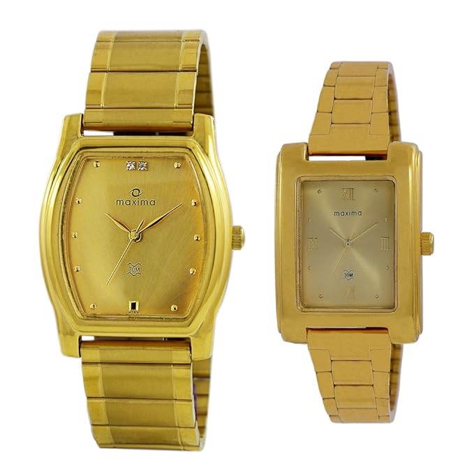 Square Golden Dial Watch For Couple