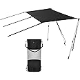 VEVOR T-Top Sun Shade Kit 4' x 5', UV-Proof 600D Polyester T-top Extension Kit with Rustproof Steel Telescopic Poles, Waterproof T-Top Shade Kit, Easy to Assemble for T-Tops ＆ Bimini Top, Black