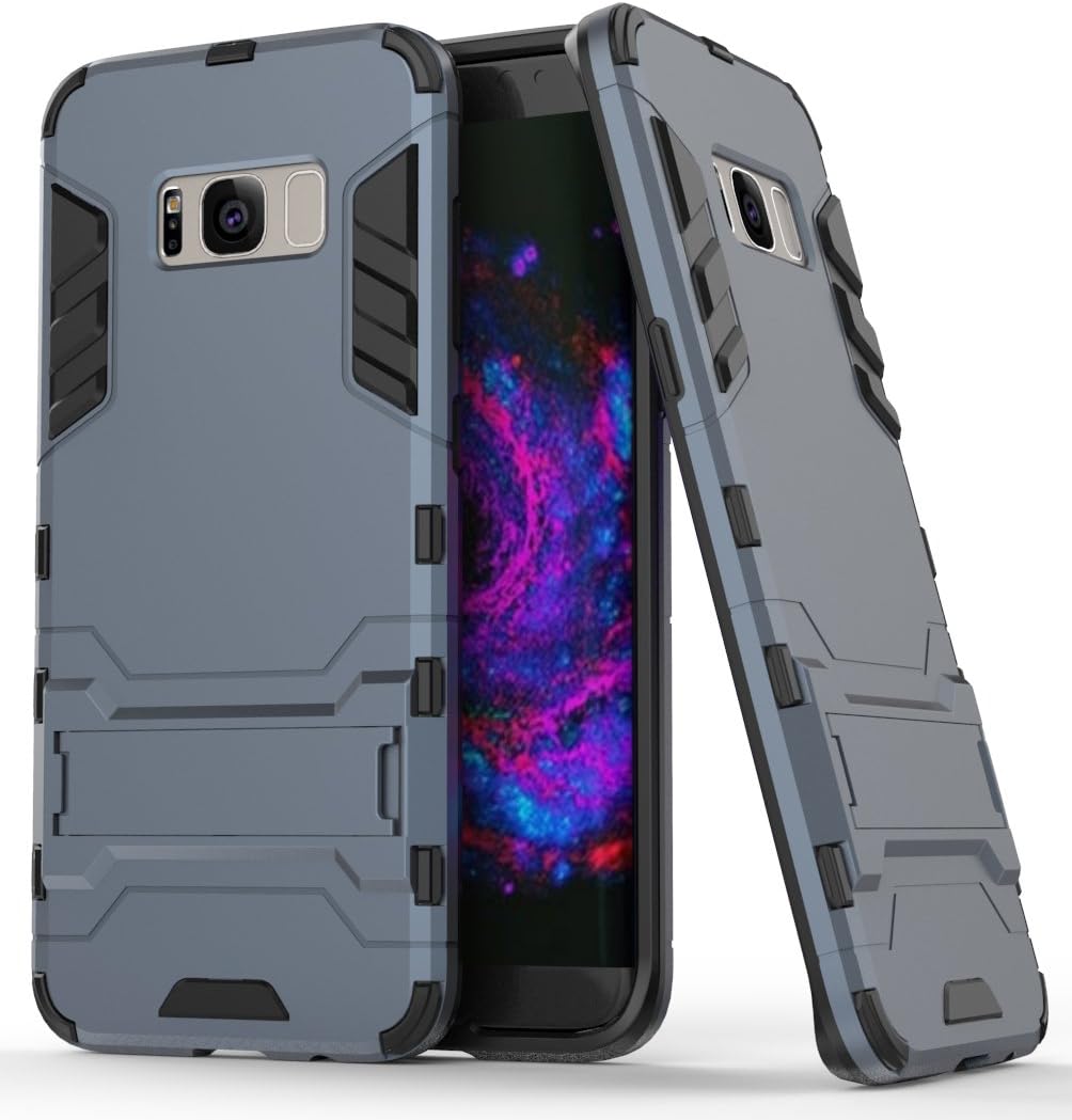 Samsung Galaxy S8 Case with Kickstand, [Scratch Resistant][Shockproof] Elech Iron Man Series Premium Hybrid Protective Case for Galaxy S8 2017 Release (Navy Blue(Galaxy S8))