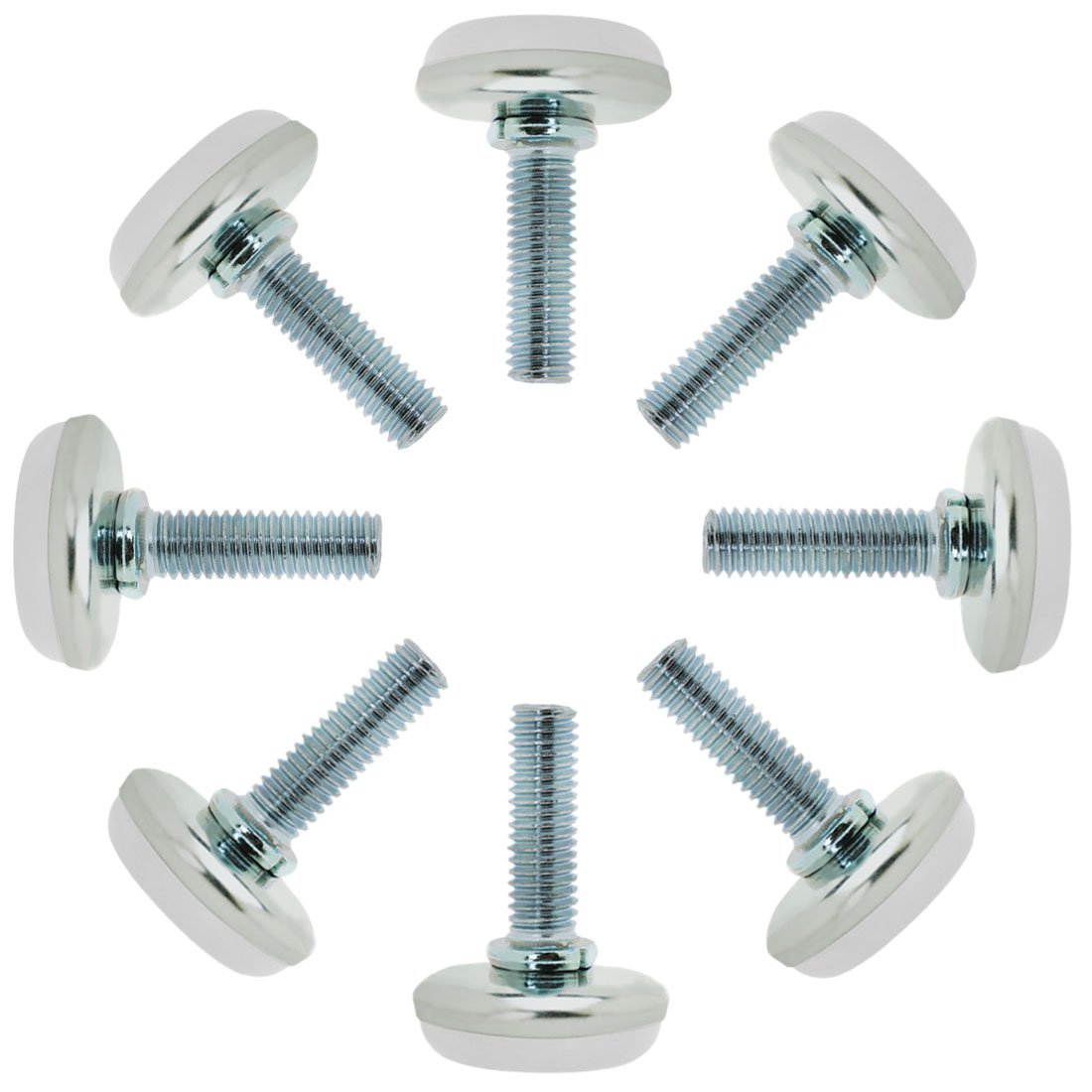 Sourcingmap M8 x 25 x 30mm Screw on Furniture Glide Leveling Feet Adjustable Leveler Pad for Chair Industrial Machine Desk Leg 8pcs
