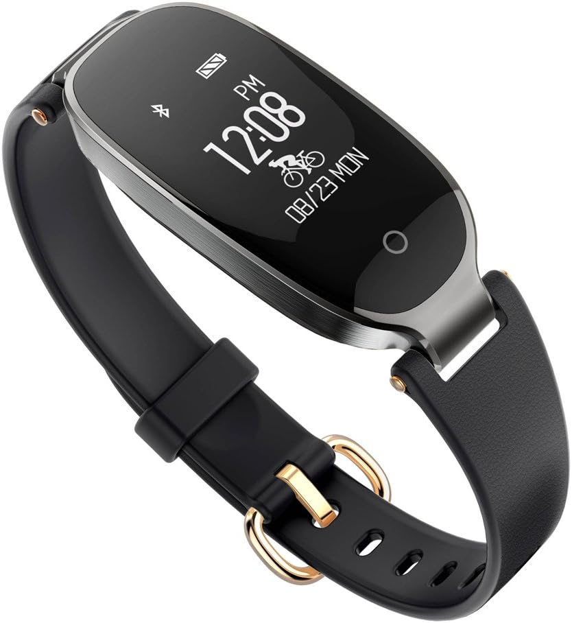CESSBO SY3 Smart Fitness Bracelet Smart Wristband Women Bluetooth Waterproof Smart Watch Fashion Women Ladies Heart Rate Monitor Fitness Tracker Smartwatch for Android IOS (Black)