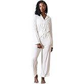 Cozy Earth 95% Viscose From Bamboo Long Sleeve Pajama Set For Women - Button-Up Sleepwear Ivory