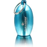 Earasers Earplugs Keychain Carrying Case - Aluminum Waterproof Ear Plugs and Pills Holder (Aqua)
