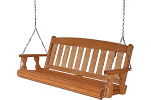 AMISH CASUAL Amish Heavy Duty 800 Lb Mission Treated Porch Swing with Hanging Chains (4 Foot, Cedar Stain)