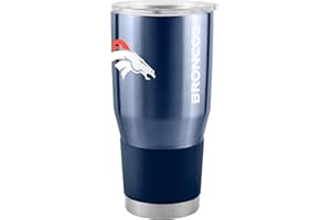 Team Fan Apparel NFL 30oz Gameday Stainless Steel Tumbler, Insulated For Hot & Cold, Slider Lid, Silicone Grip, Officially Licensed (Denver Broncos - Navy)