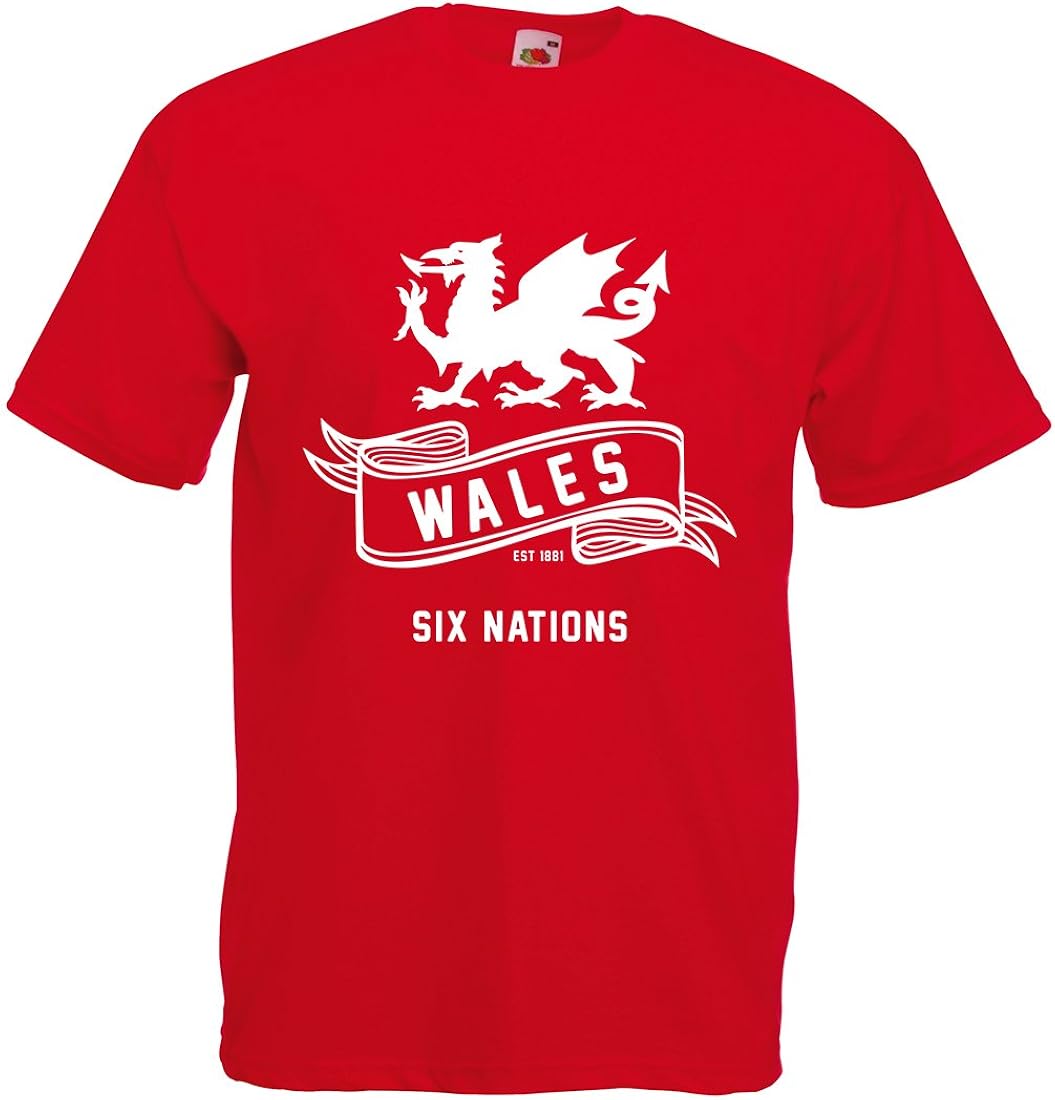 Mens Wales Rugby six Nations TShirt Amazon.co.uk Sports & Outdoors