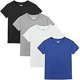 Juephe 4 Pack Boys/Youth/Kids Quick Dry Sports Tee Shirt Mesh Moisture Wicking Active Athletic T-Shirt(4-18Years)