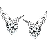 DTECGOUG Fashion Lady 925 Sterling Silver Angel Wings Crystal Stud Earrings Cubic Zirconia Angel Wings Stud Earrings