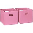 RiverRidge Folding Storage Bins with Handles Pink Cube Storage Organizer for Closet, Bedroom & Playroom - Closet Organizers and Storage Set of 2