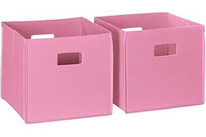 RiverRidge Folding Storage Bins with Handles Pink Cube Storage Organizer for Closet, Bedroom & Playroom - Closet Organizers and Storage Set of 2