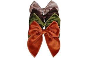 GEBELLE Pack of 4 Large Velvet Fable Bow Hair Clips for Kids Toddler Girl Mom Velvet Hair Bow Alligator Clips Baby Girls Women Hair Accessories (Rust/Brown)