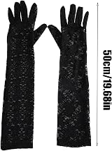 IRYNA Long Lace Gloves Black Elbow Length Opera Silk Hand Sleeves view 2