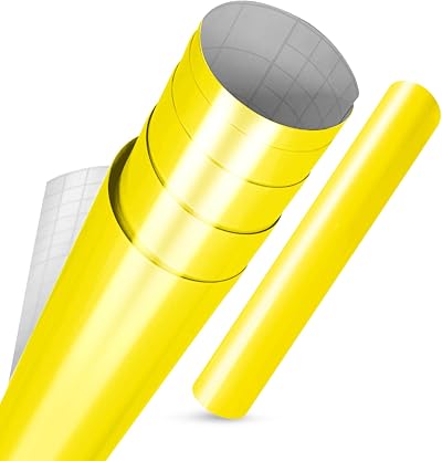 vgoltd Lemon Yellow Gloss Vinyl Wrap 90x500 cm Self-Adhesive Furniture Sticker