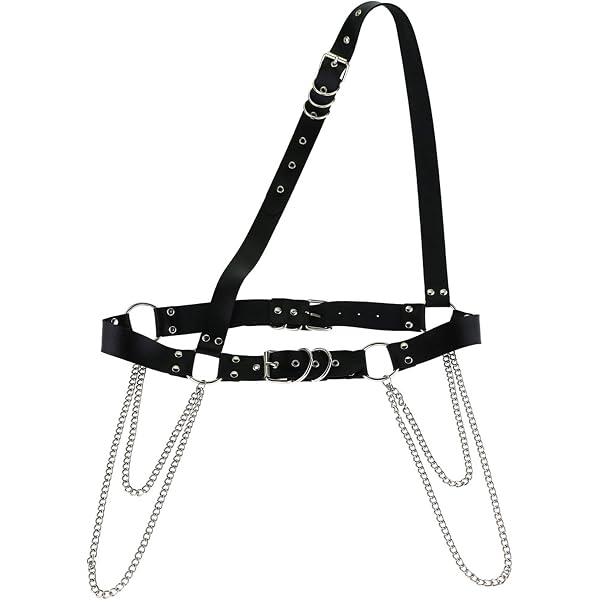 Women Punk Tassel Belt Leather Body Harness Waist Chain 