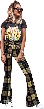 checkered bell bottom pants