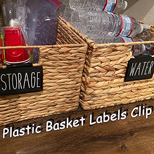 Label Holders, 18PCS Basket Bin Labels Clip on for Baskets with 16PCS