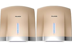 POLASEN Hand Dryers for Bathrooms Commercial Gold Pack of 2 with 2 Pin Plug 110V Automatic Compact High Speed Air Wiper ADA Compliant for Industry Business Restrooms