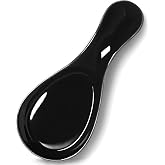 GDCZ Large Porcelain Spoon Rest for Kitchen Stove Top, Black | Large Spoon Shaped Holder, Keeps Stove Top Counter Clean, Minimalist Solid Color Porcelain, Dishwasher Safe Utensil Rest