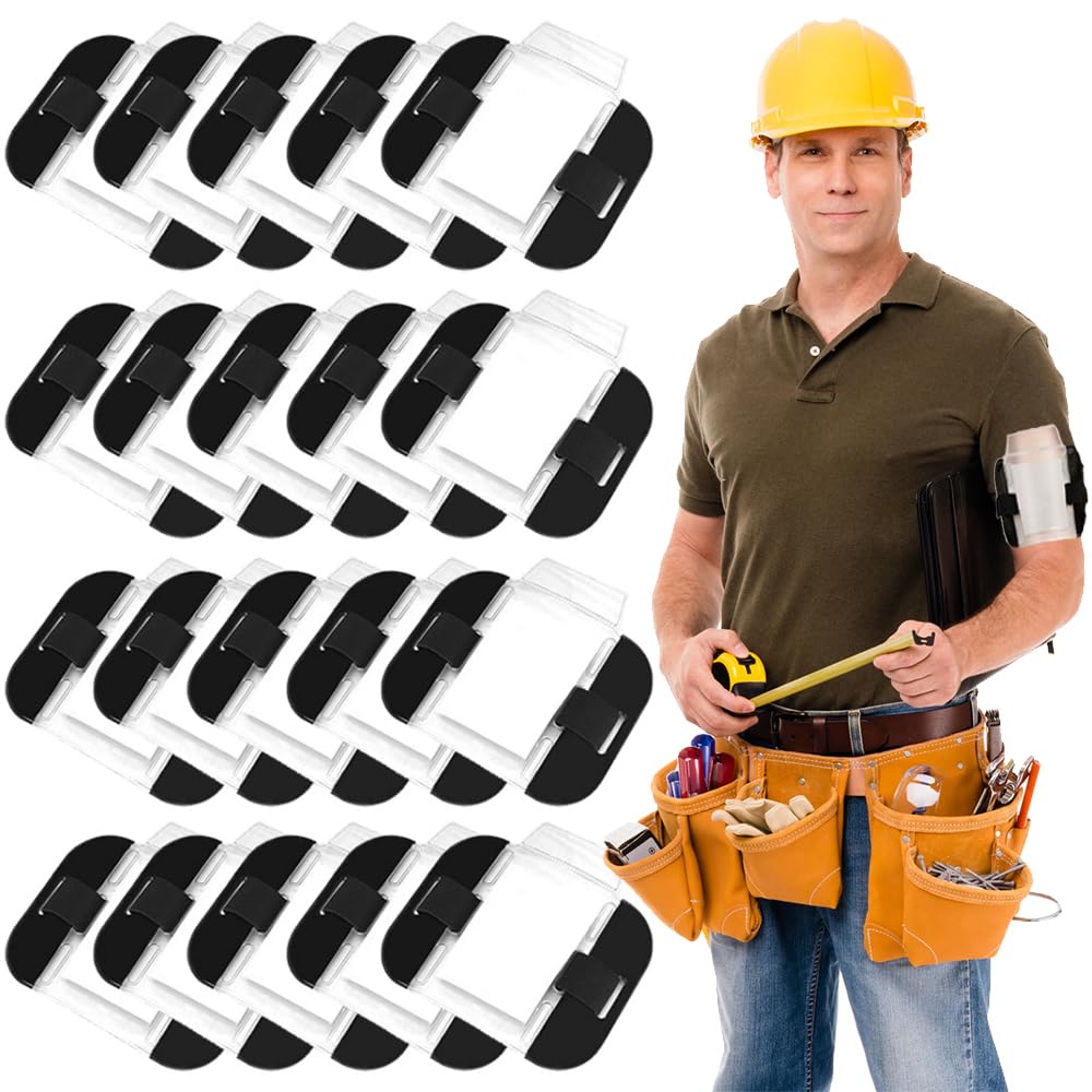 20Pcs Sia Arm Badge Holder, BOJVESH Armband Security ID Card License Badge Holders with Adjustable Strap, High Visibility Insignia Disabled Holder for Emergency Workers Security Staff Doorman (Black)