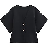 Agoeast Womens Short Sleeve Cardigans Lightweight V Neck Button Down Crop Knit Sweater Tops