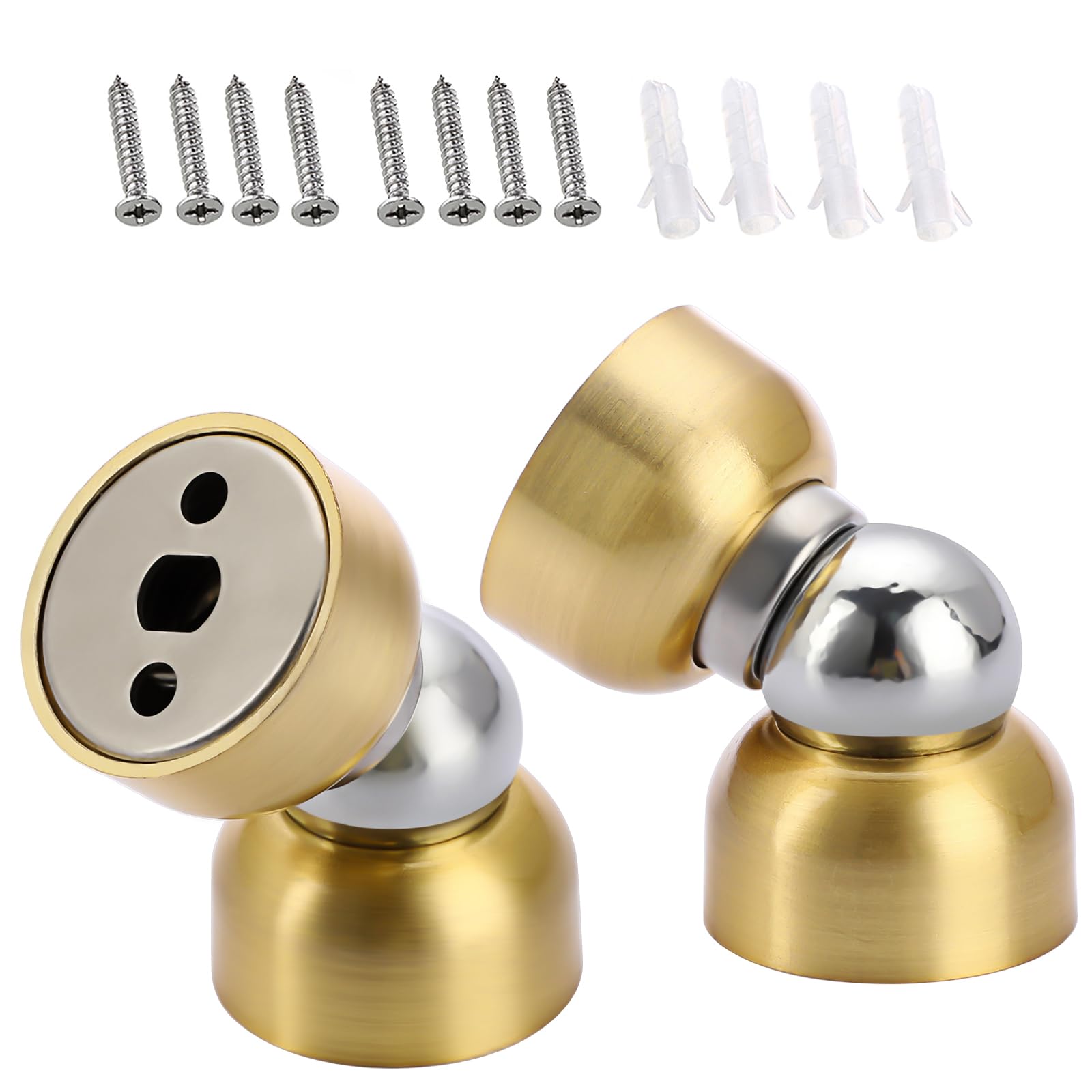 IGNPION Set of 2 Door Holder Mini Magnetic Door Stoppers Wall Mount Metal Door Stop,Gold