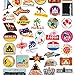 100pcs Travel Map Stickers World Famous Tourism Country Regions Logo Waterproof Tourist Wonders Stickers National Flag Idea for Luggage Skateboard Laptop Luggage Suitcase Book Covers