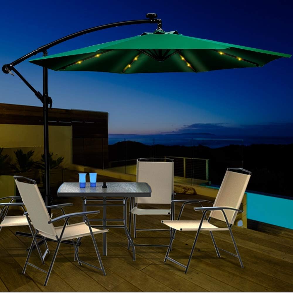 Masthome Parasol de Jardín con Luz Solar LED, Sombrilla para Terraza